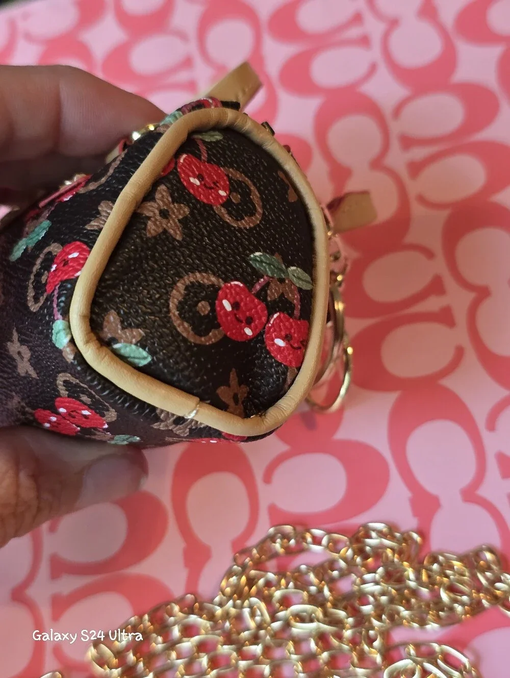 Cherry Mini Coin Purse Bag Charm/ Keychain NEW